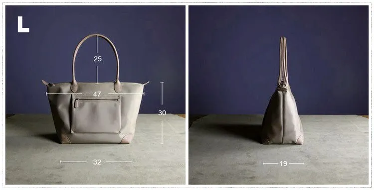 Womens Light Gray Nylon Shoulder Tote Small Light Gray&Yellow Nylon Handbag Purse for Ladies