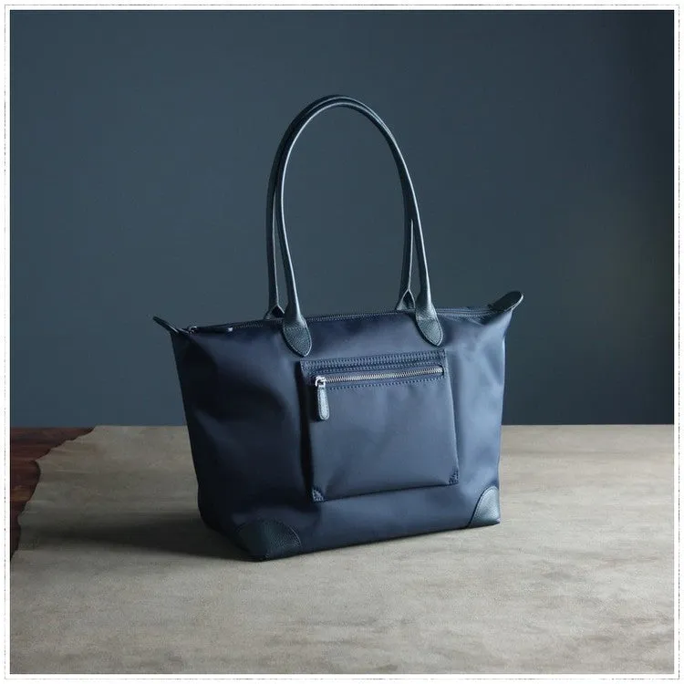 Womens Light Gray Nylon Shoulder Tote Small Light Gray&Yellow Nylon Handbag Purse for Ladies