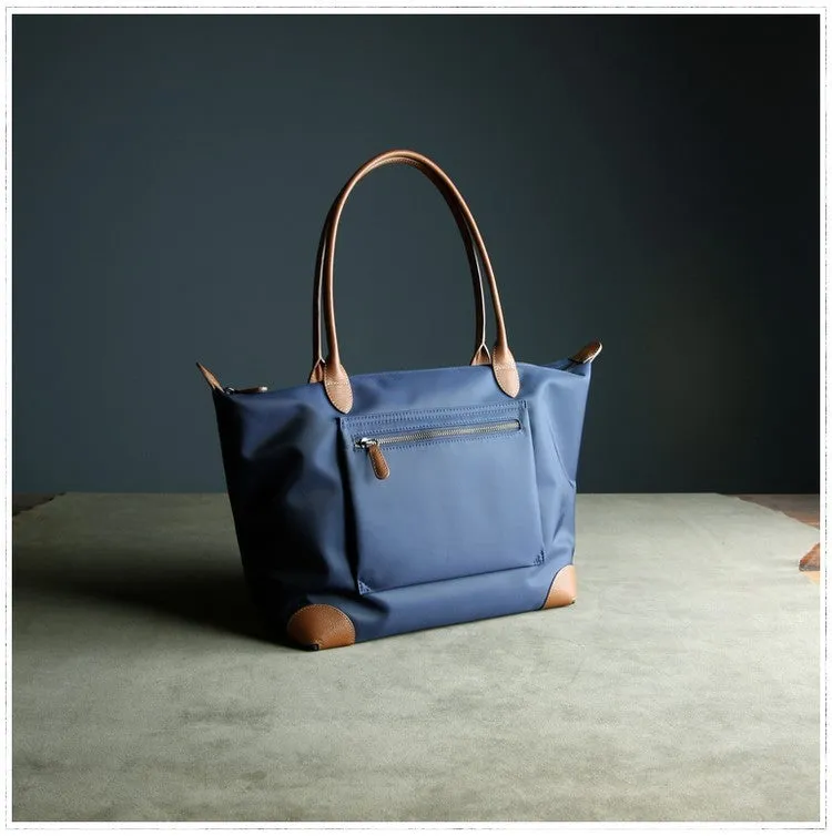 Womens Light Gray Nylon Shoulder Tote Small Light Gray&Yellow Nylon Handbag Purse for Ladies