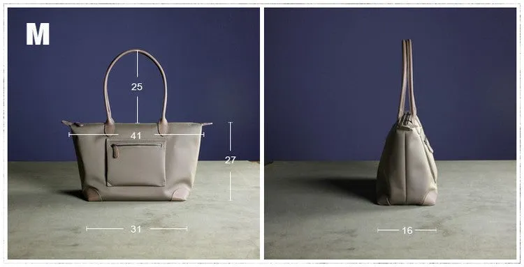 Womens Light Gray Nylon Shoulder Tote Small Light Gray&Yellow Nylon Handbag Purse for Ladies