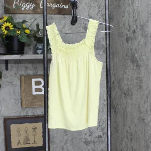 Womens Stretch Lightweight Sleeveless Blouse Shirt Top Yellow See Measurements