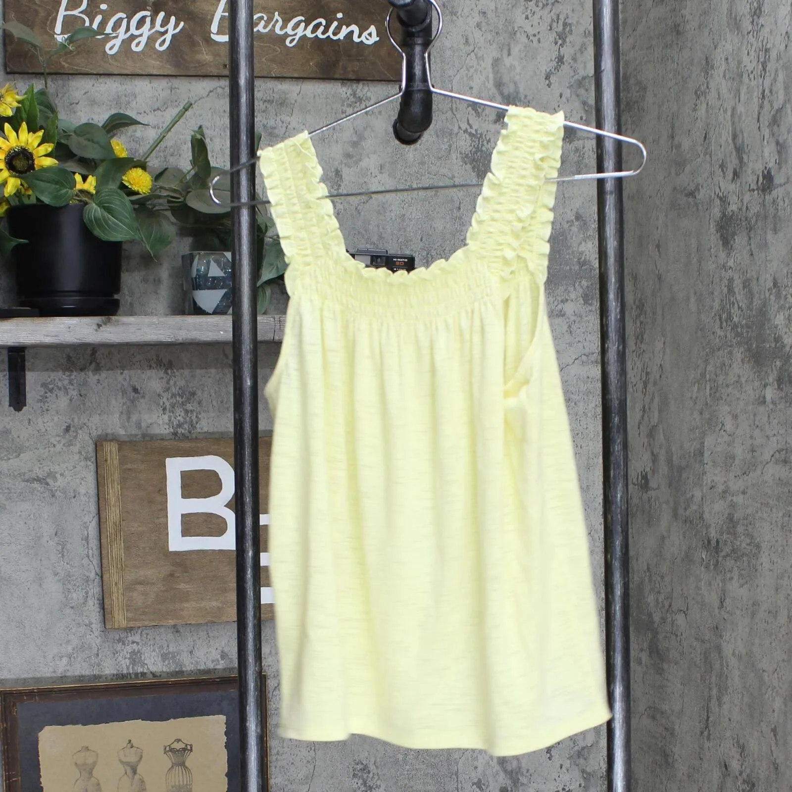 Womens Stretch Lightweight Sleeveless Blouse Shirt Top Yellow See Measurements