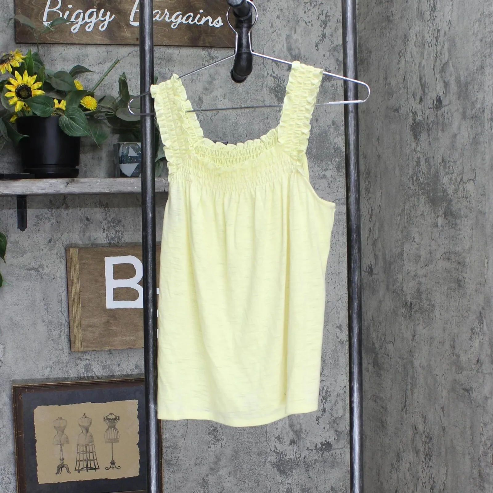 Womens Stretch Lightweight Sleeveless Blouse Shirt Top Yellow See Measurements