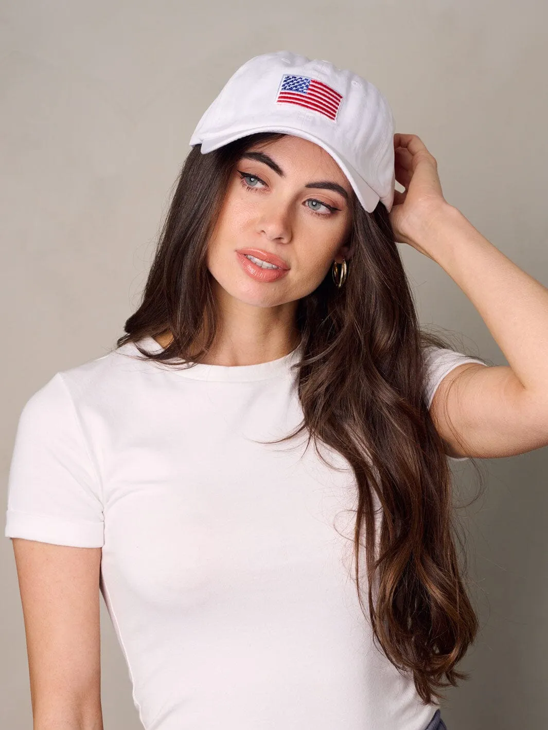 WOMEN'S WASHED USA FLAG BASEBALL CAPS