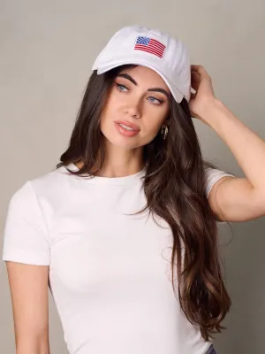 WOMEN'S WASHED USA FLAG BASEBALL CAPS