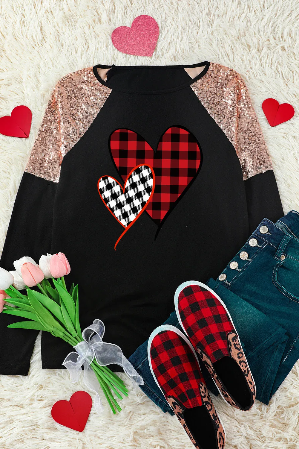 Wonderful Christmas Season Graphic Sequin Shoulder Top
