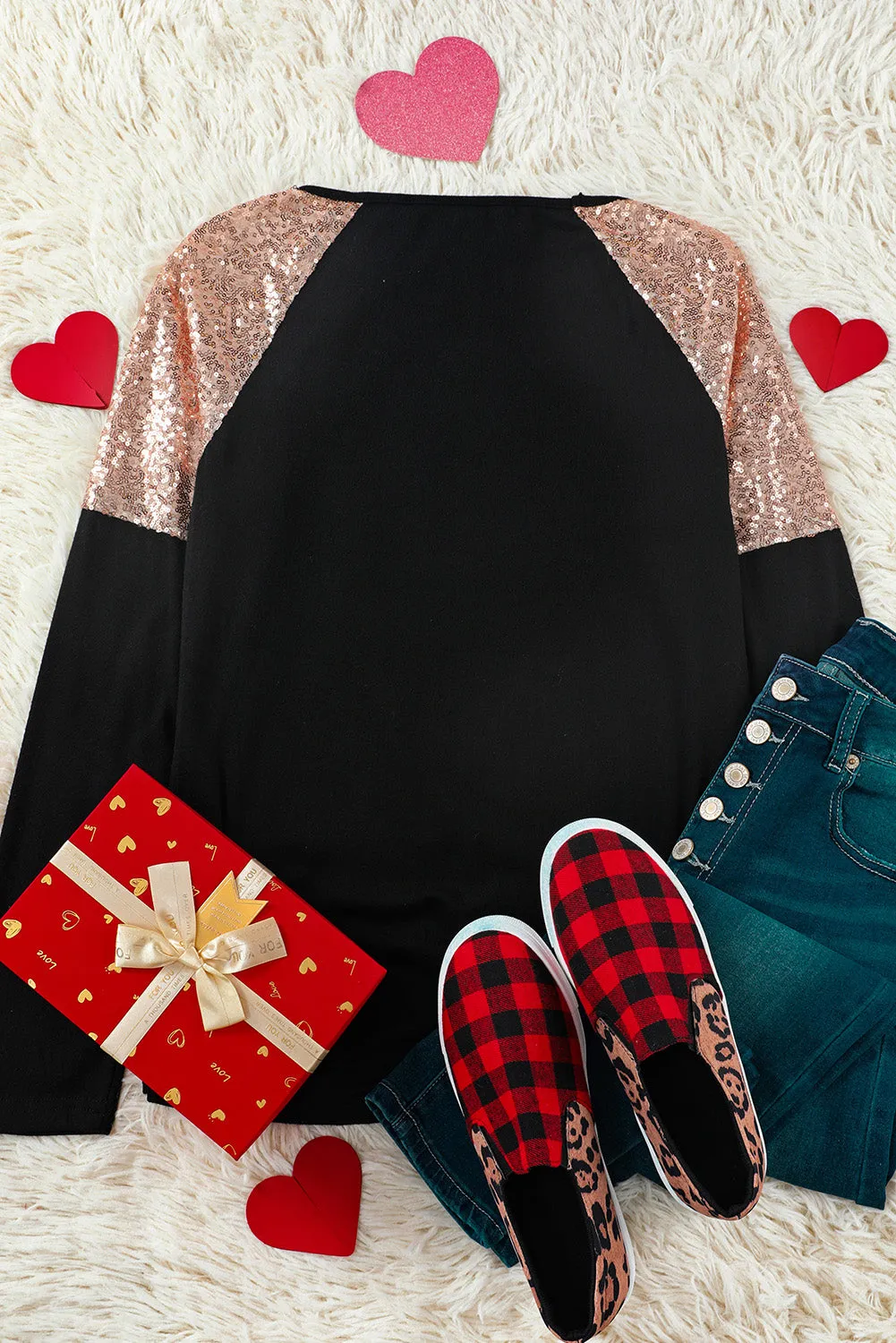 Wonderful Christmas Season Graphic Sequin Shoulder Top