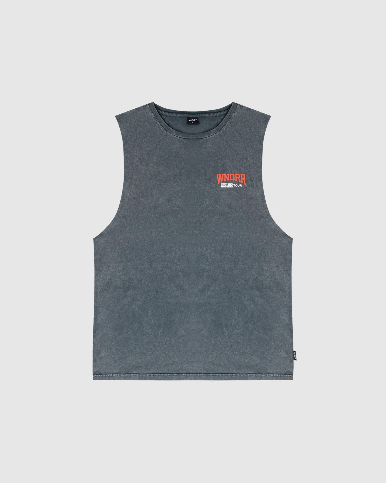 WORLD TOUR MUSCLE TOP - WASHED GREY