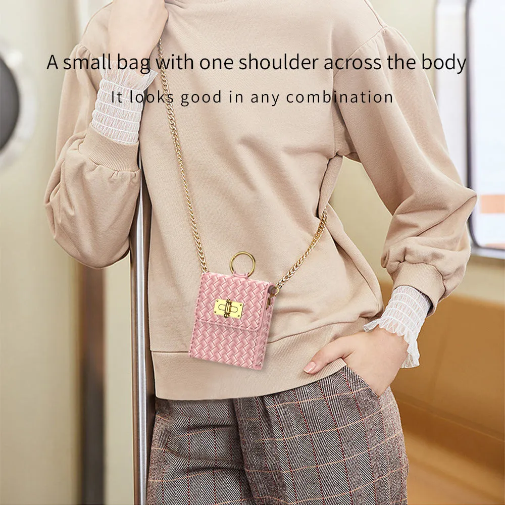Woven Leather Pattern Shoulder Across The Body Backpack Case For Samsung Galaxy Z Flip4 Flip5