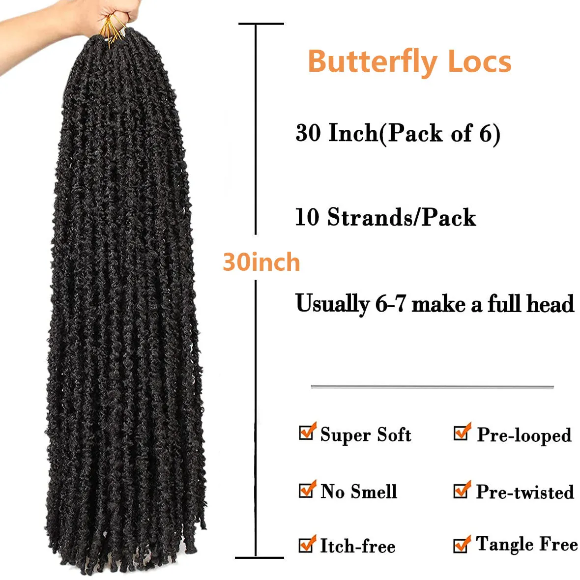 Xtrend 12''20''22“24''30”Butterfly Locs Crochet Hair Pre Looped Crochet Braids Synthetic Braiding Hair