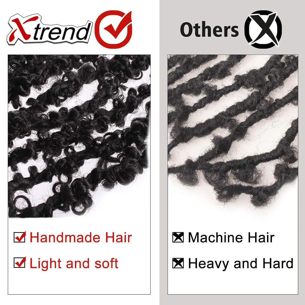 Xtrend Butterfly Locs Crochet Hair 12 inch Short Pre looped Natural Messy Distressed Locs Crochet Braids