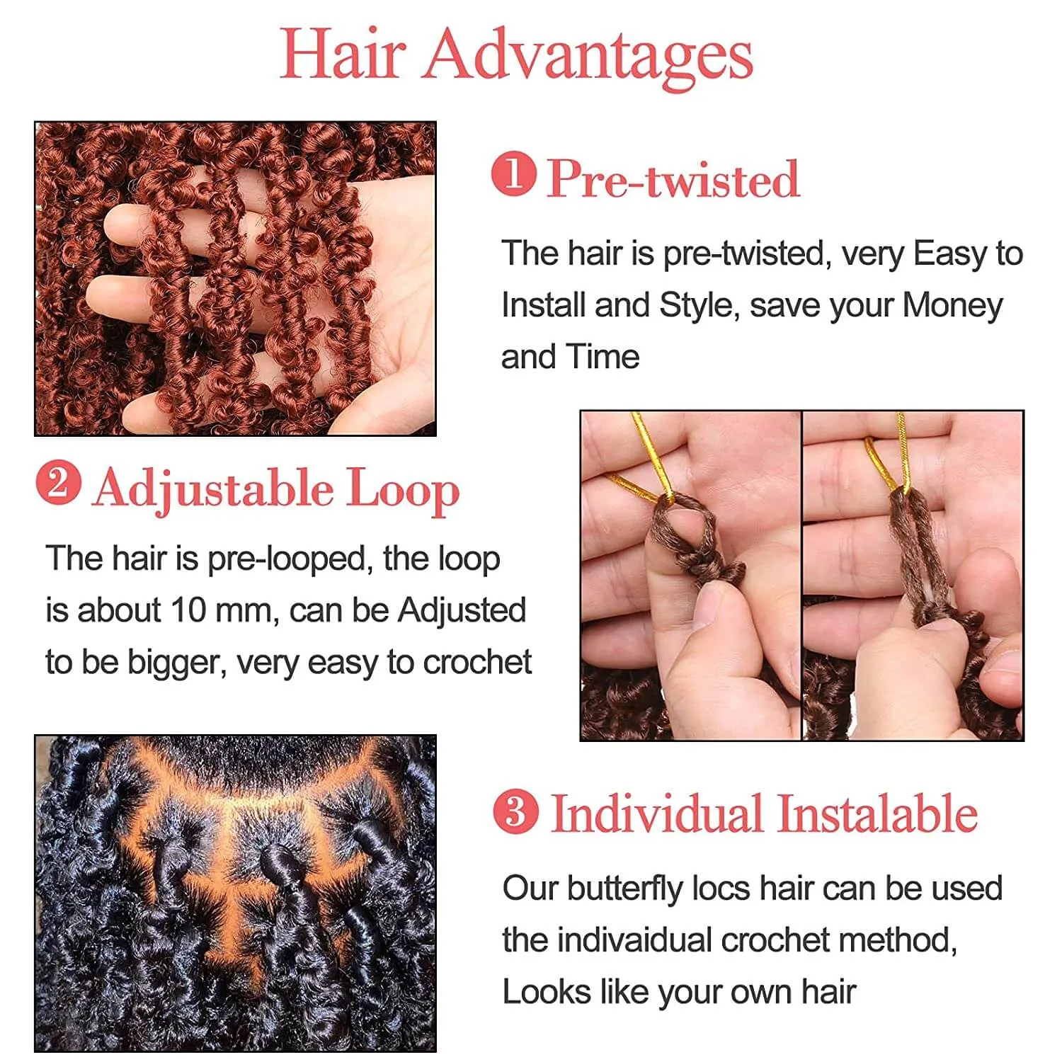Xtrend Butterfly Locs Crochet Hair 12 inch Short Pre looped Natural Messy Distressed Locs Crochet Braids