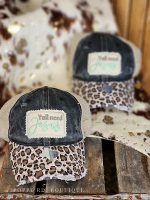 Y'all Need Jesus Distressed Mesh Baseball Cap *