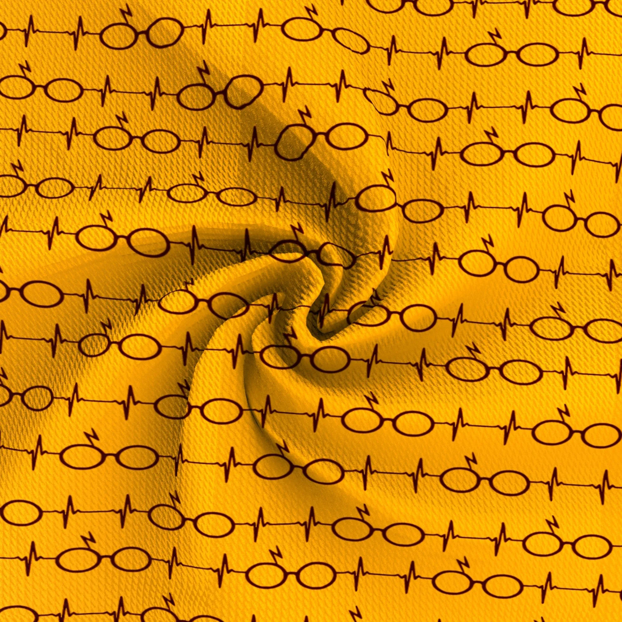 yellow series glasses printed fabric