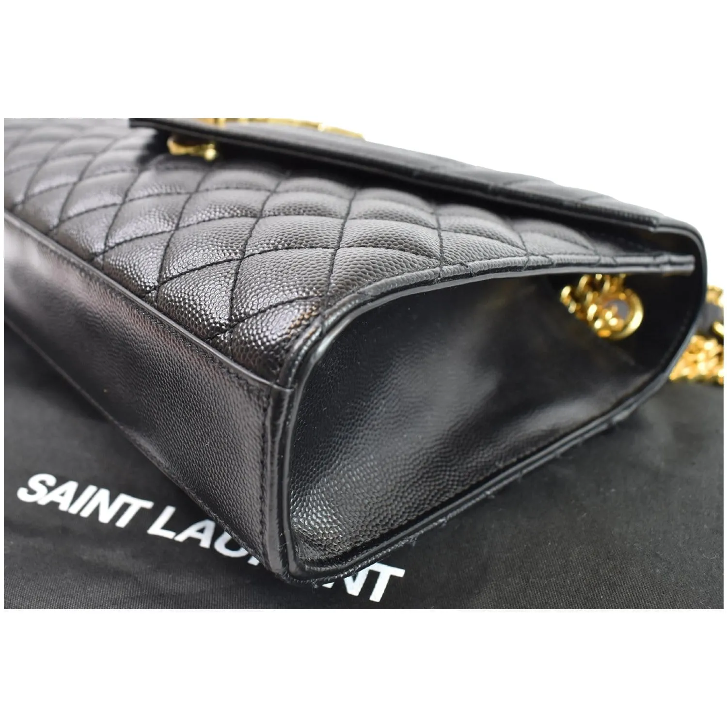 YVES SAINT LAURENT Envelope Medium Chain Leather Shoulder Bag Black