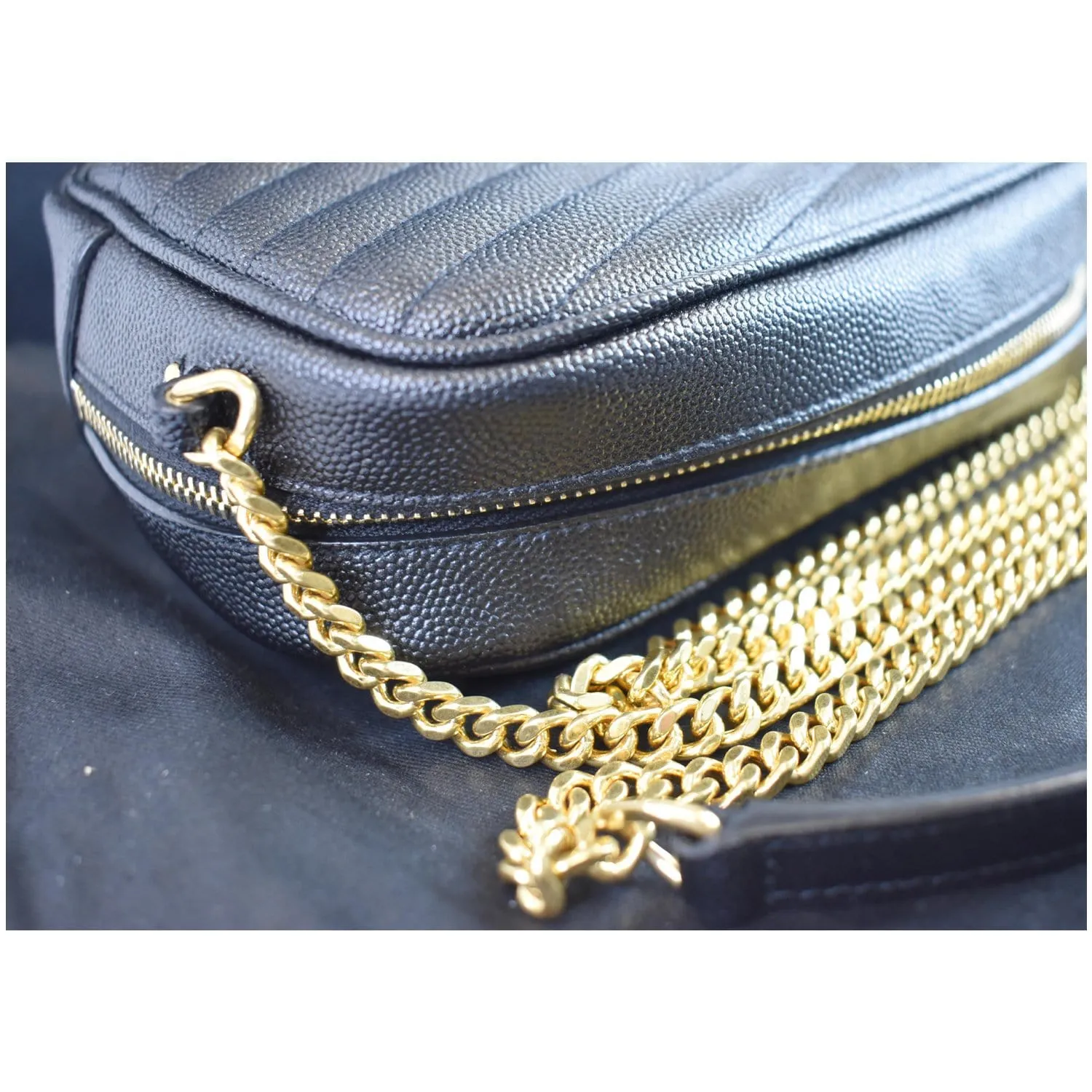 YVES SAINT LAURENT Mini Lou Leather Camera Crossbody Bag Black