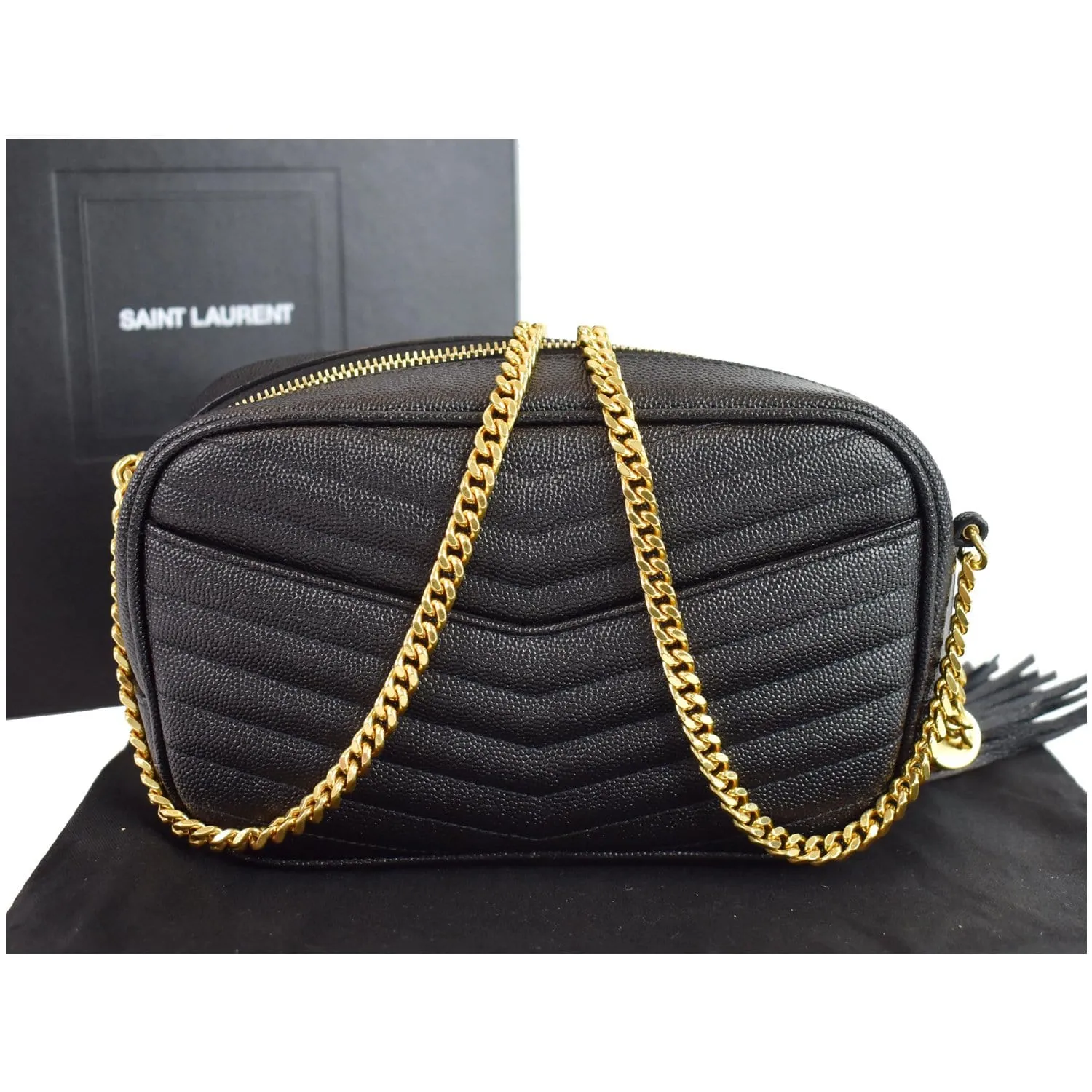 YVES SAINT LAURENT Mini Lou Leather Camera Crossbody Bag Black