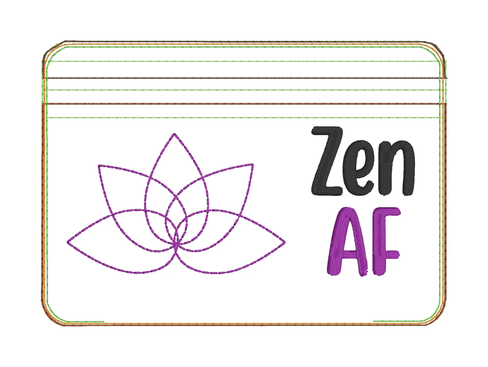 Zen AF ITH Bag (4 sizes available) includes lotus charm machine embroidery design DIGITAL DOWNLOAD
