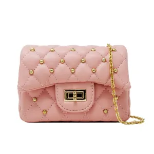 Zomi Gems Classic Quilted Stud Mini Bag - Pink